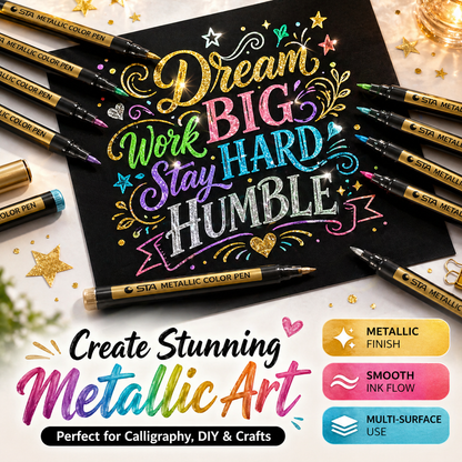 Maanys Metallic Marker Set – Shiny Paint Pens for Rock, Glass, Wood & Canvas - Mannys