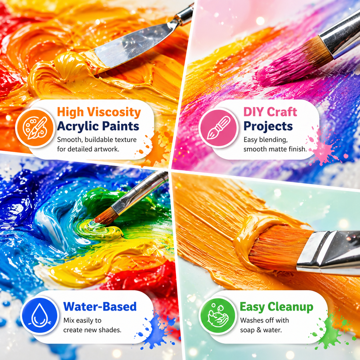 Maanys Acrylic Paint Set – 24 Pcs Artist Quality Paint Tubes for Canvas & Crafts - Mannys