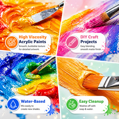 Maanys Acrylic Paint Set – 24 Pcs Artist Quality Paint Tubes for Canvas & Crafts - Mannys