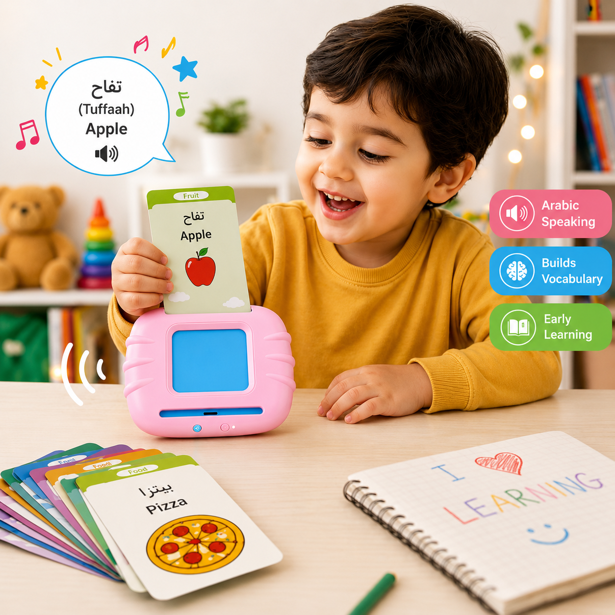 Talking Flash Cards for Toddlers – Arabic & English Learning Toy (224 Words) - Mannys