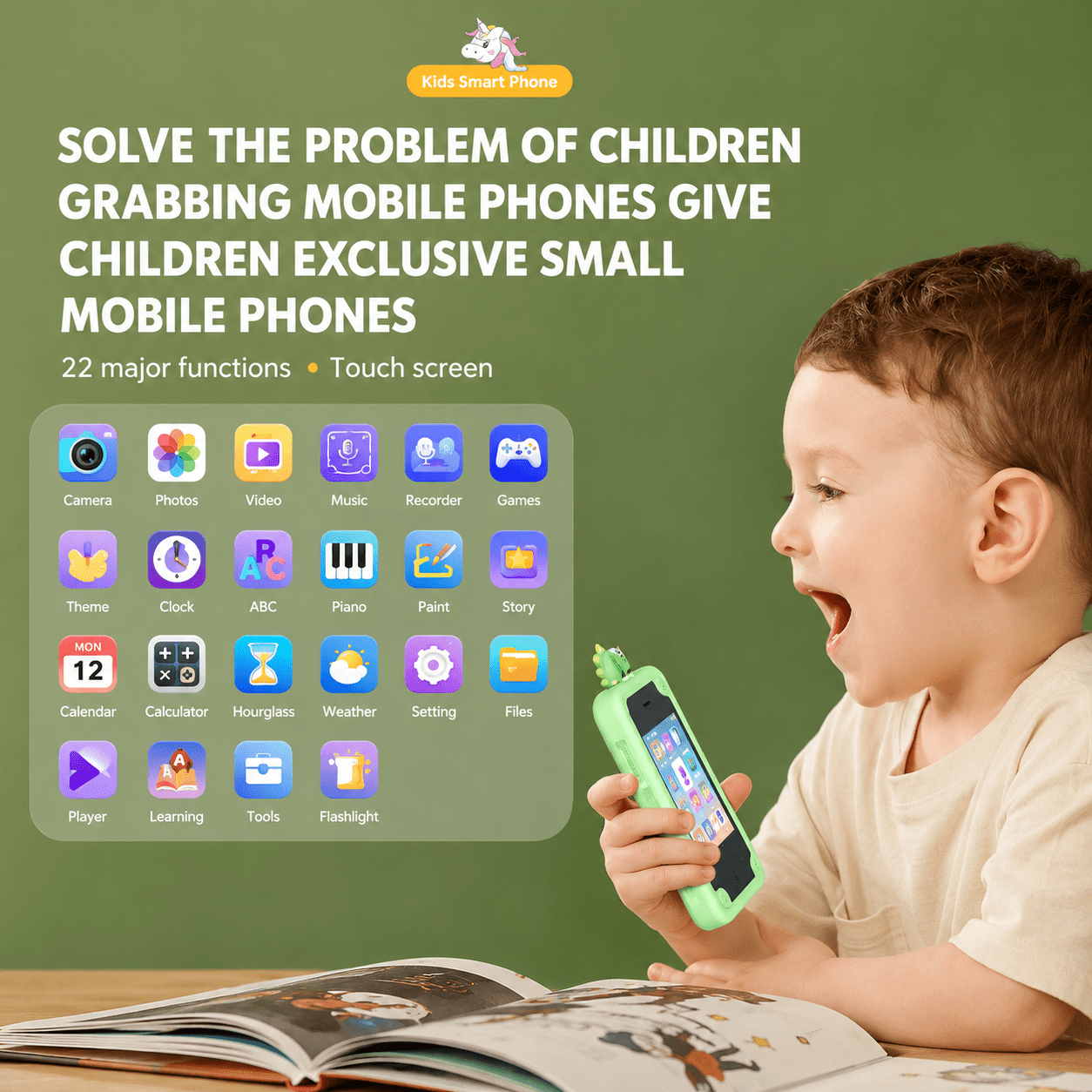 Maanys Kids Smart Phone Toy – Dual Camera & Learning Games for Ages 3–7 - Mannys
