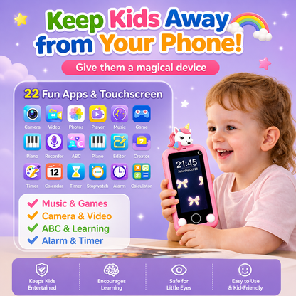 Maanys Kids Smart Phone Toy – Dual Camera, Games & Music Player (Ages 3–7) - Mannys