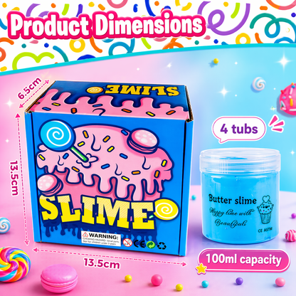 Maanys Butter Slime Kit – Soft, Non - Sticky, Slime for Kids (Pack of 4) - Mannys