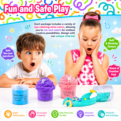 Maanys Butter Slime Kit – Soft, Non - Sticky, Slime for Kids (Pack of 4) - Mannys