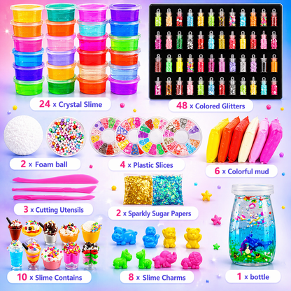 108 PCS Slime Kit for Kids – DIY Slime Set with Glitters, Colorful Slime & Tools - Mannys