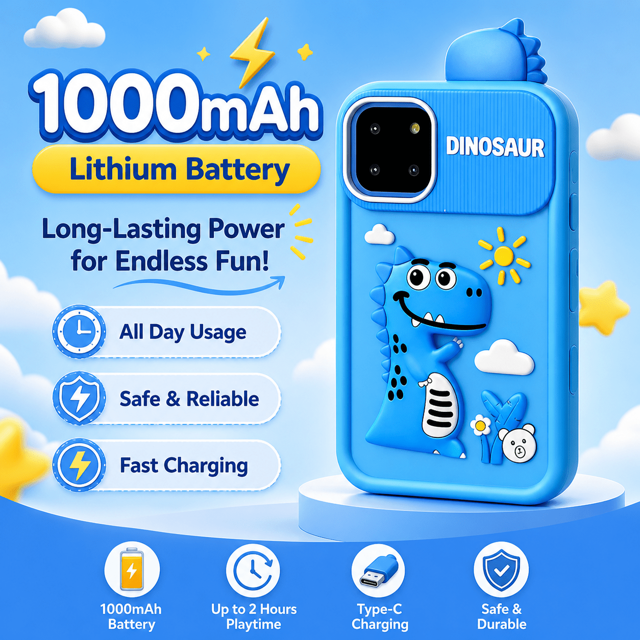 Maanys Kids Toy Phone – Camera, Games & Music Player for Toddlers - Mannys