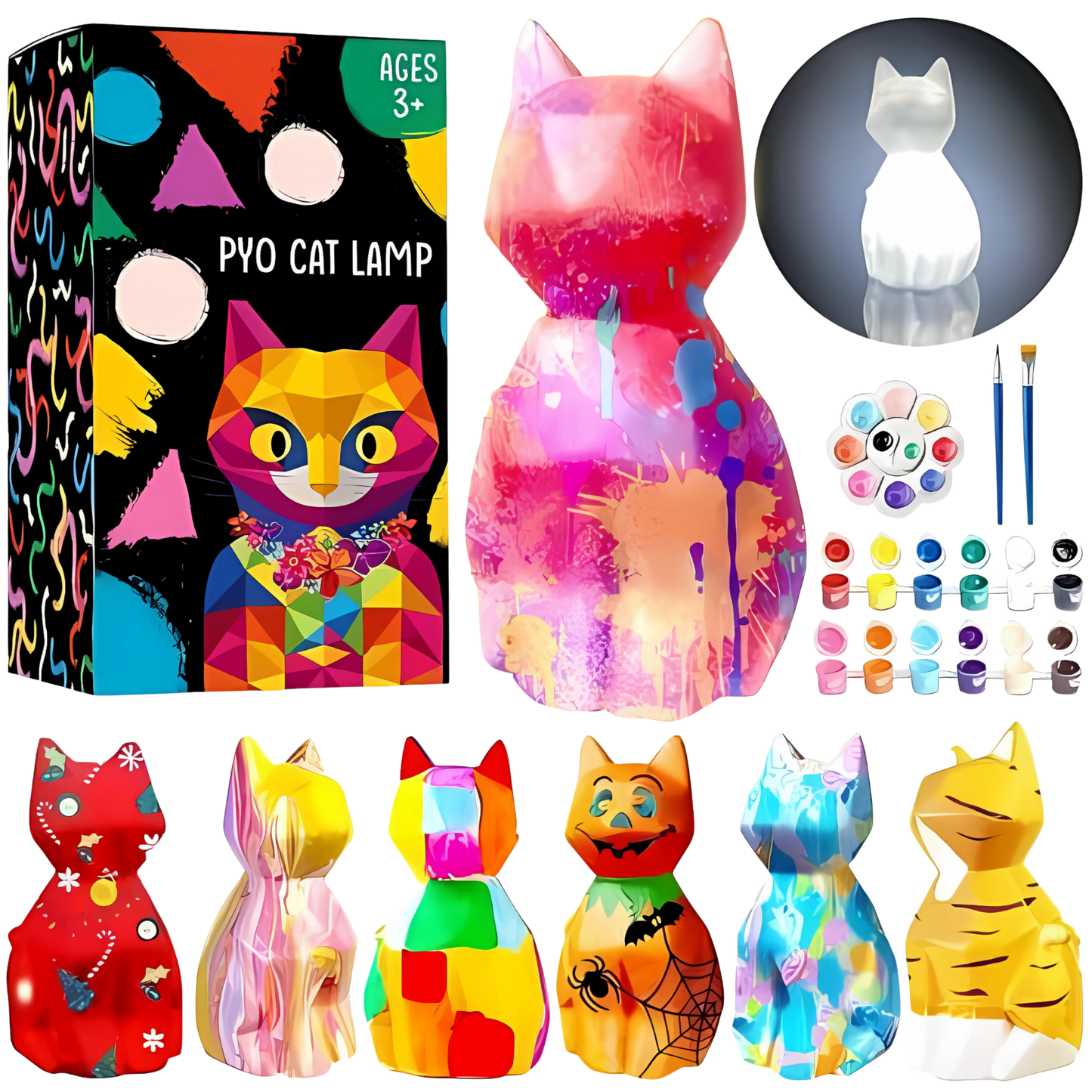 Painting Kit for kids,Cat Lamp DIY Arts & Crafts for Kids