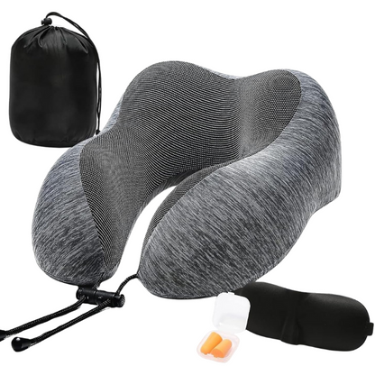 Charcoal Travel Pillow with 3D Eye Masks, Earplugs, and Luxury Bag