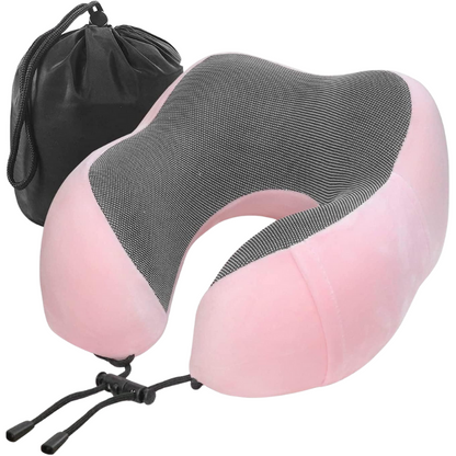 Pink Travel Pillow with 3D Eye Masks, Earplugs, and Luxury Bag