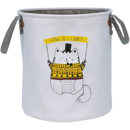 Laundry Basket, Toys Storage Organizer 38 * 36CM Foldable Fabric Household Storage Bin (CAT)