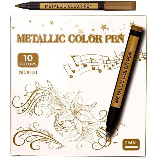 10 Metallic Color Marker, Calligraphy Paint Pens for Art & Craft Supplies(Large)