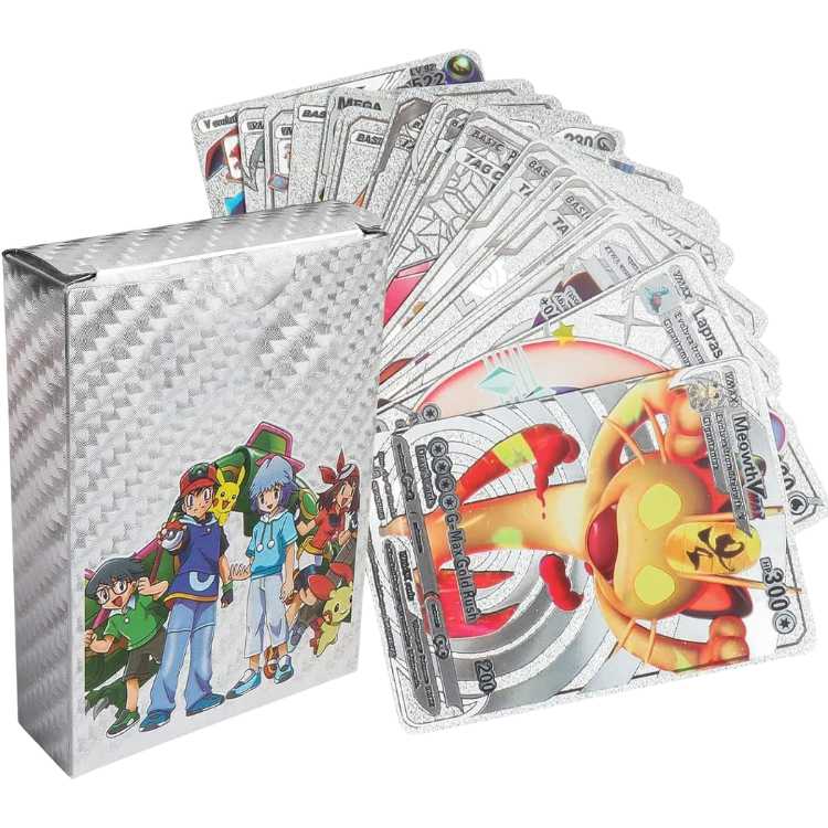 55 PCS Silver Foil Cards Deck Box, TCG Assorted Card box