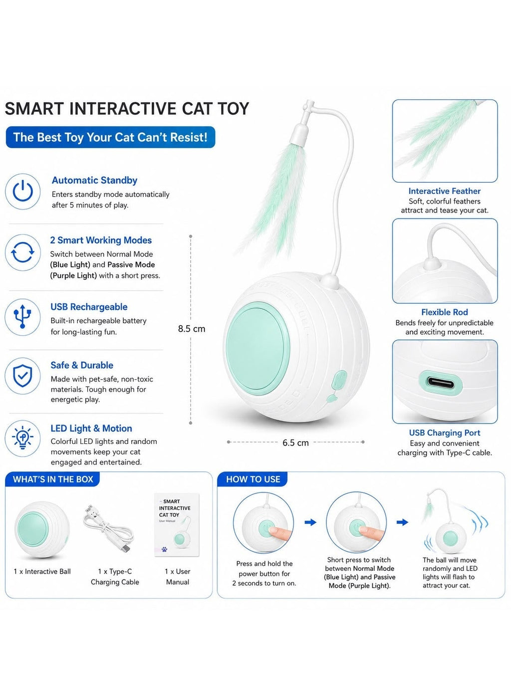 Smart Interactive Cat Toy Ball