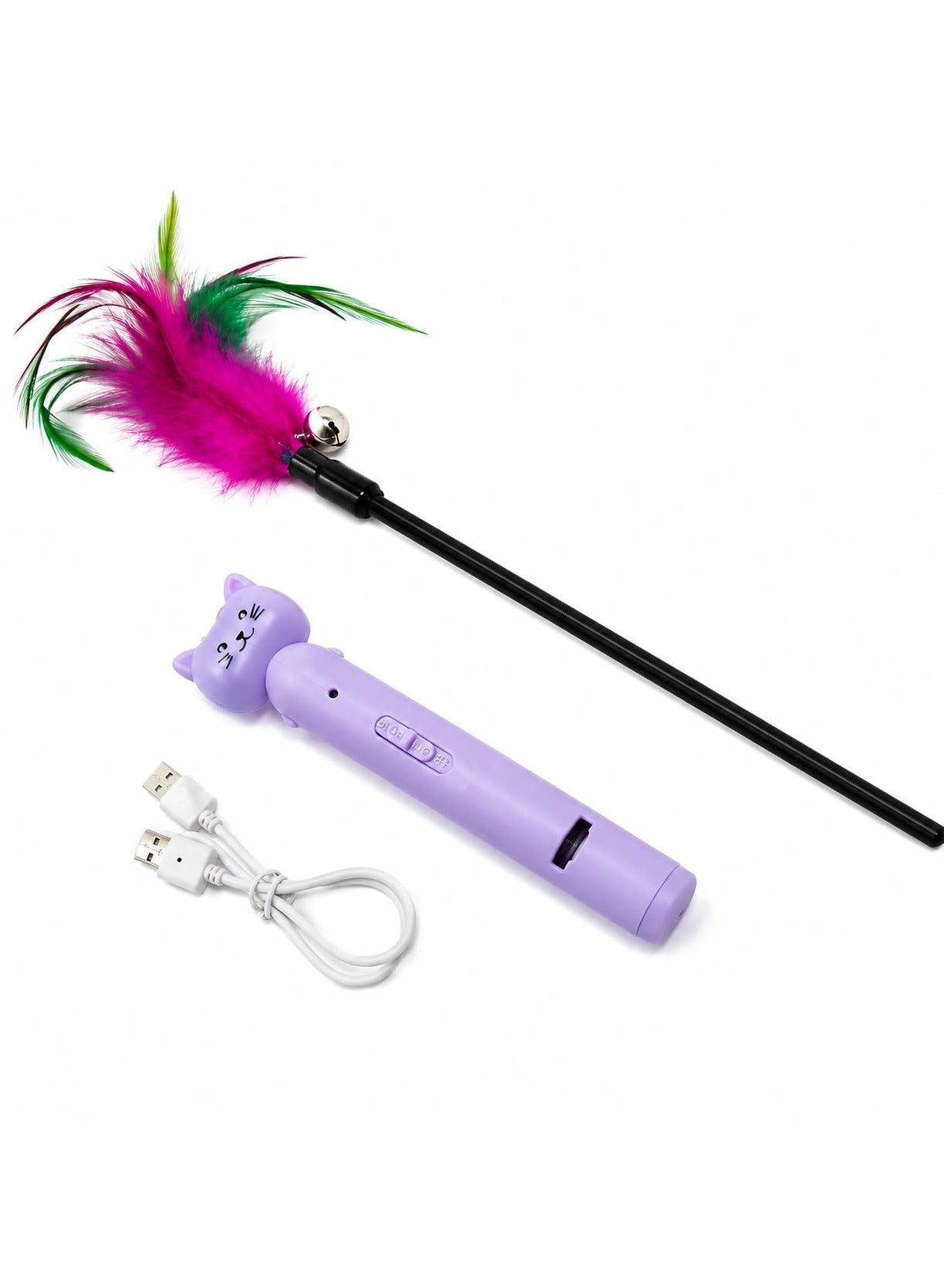 Interactive Cat Wand Toy with Feather and Bell