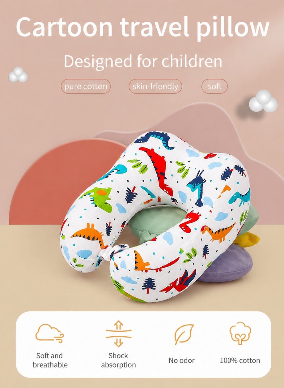 Maanys Kids Memory Foam Travel Pillow White Dinosaur