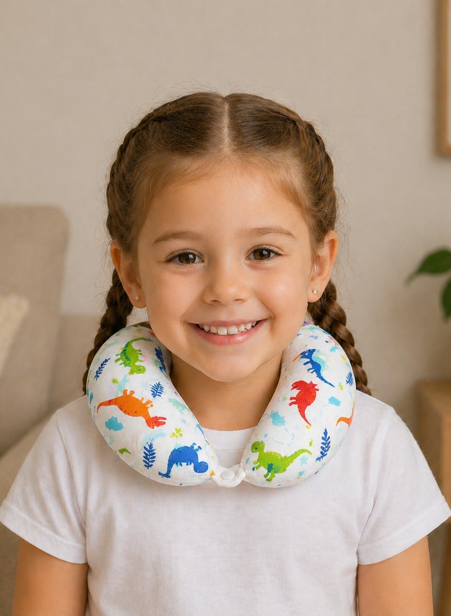 Maanys Kids Memory Foam Travel Pillow White Dinosaur
