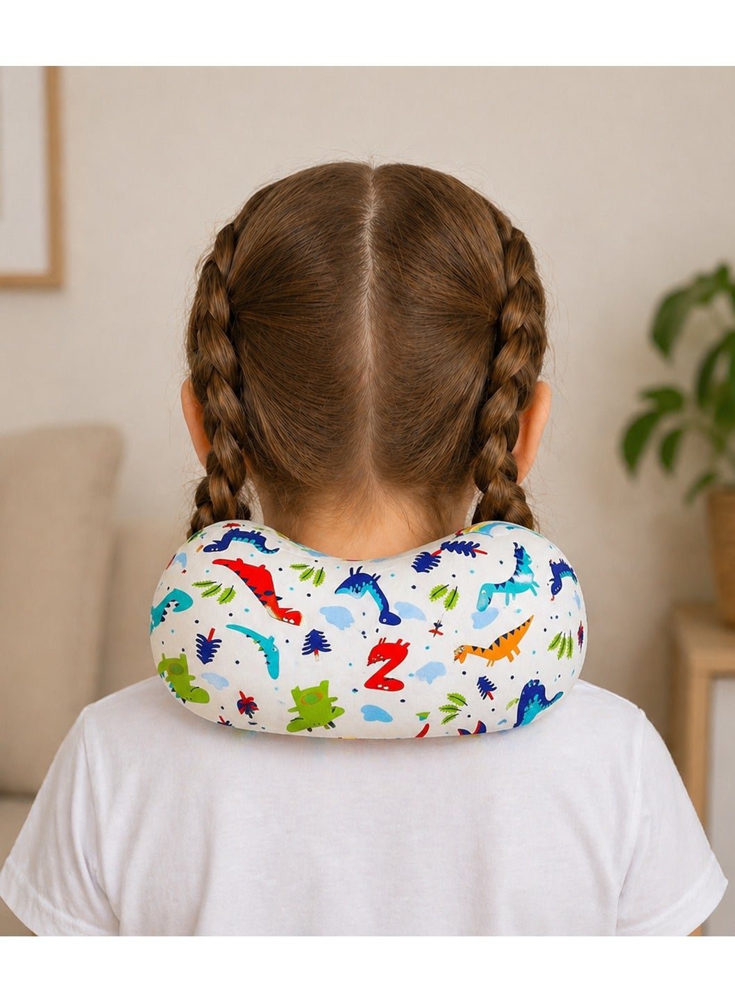 Maanys Kids Memory Foam Travel Pillow White Dinosaur