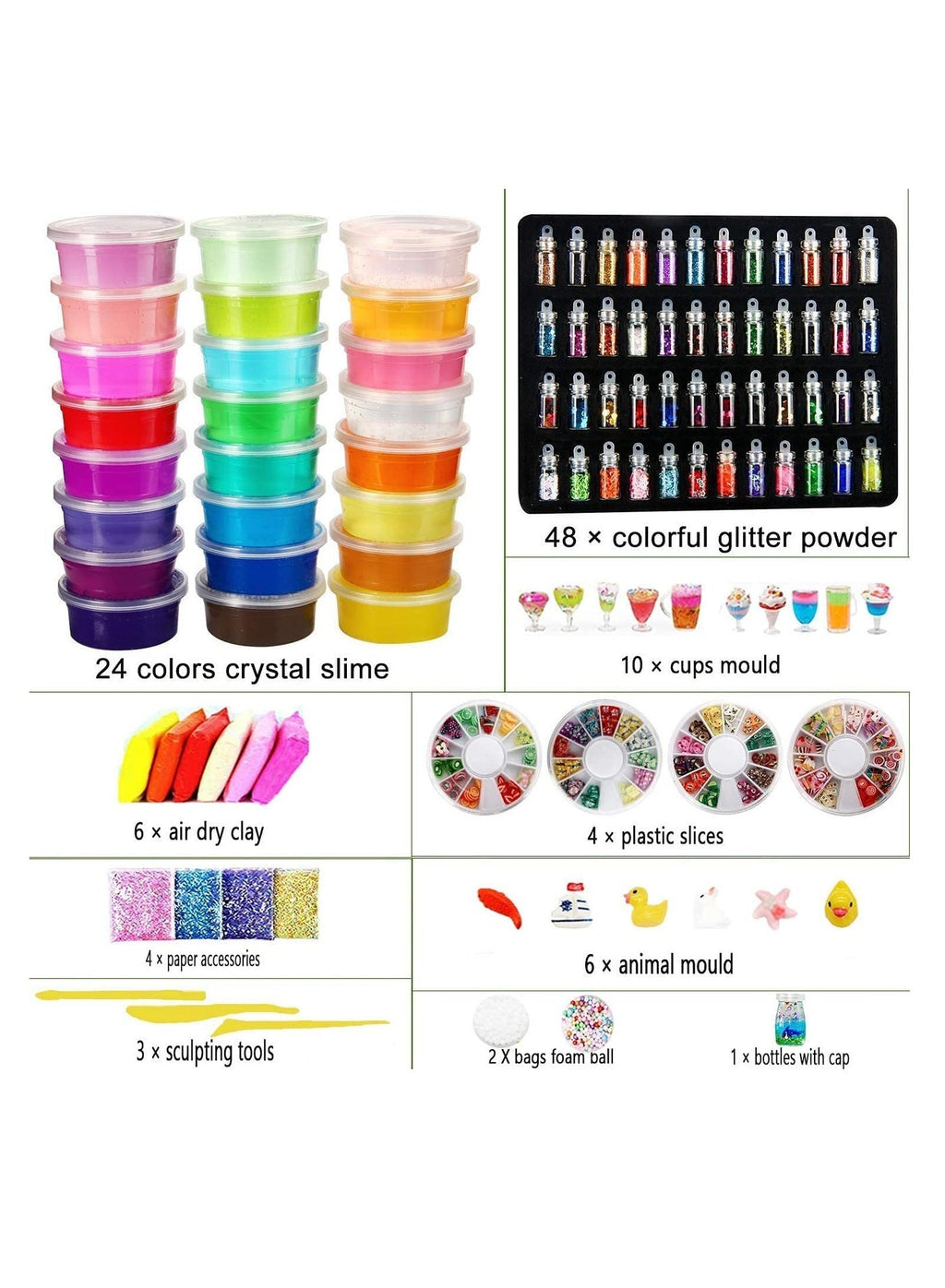 Maanys 108 Piece Crystal Slime Kit