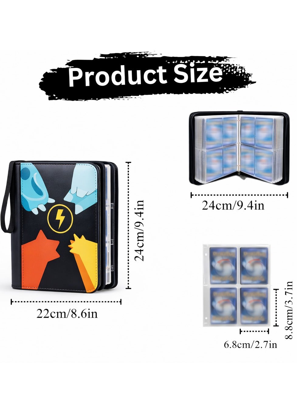 Maanys black zipper trading card binder