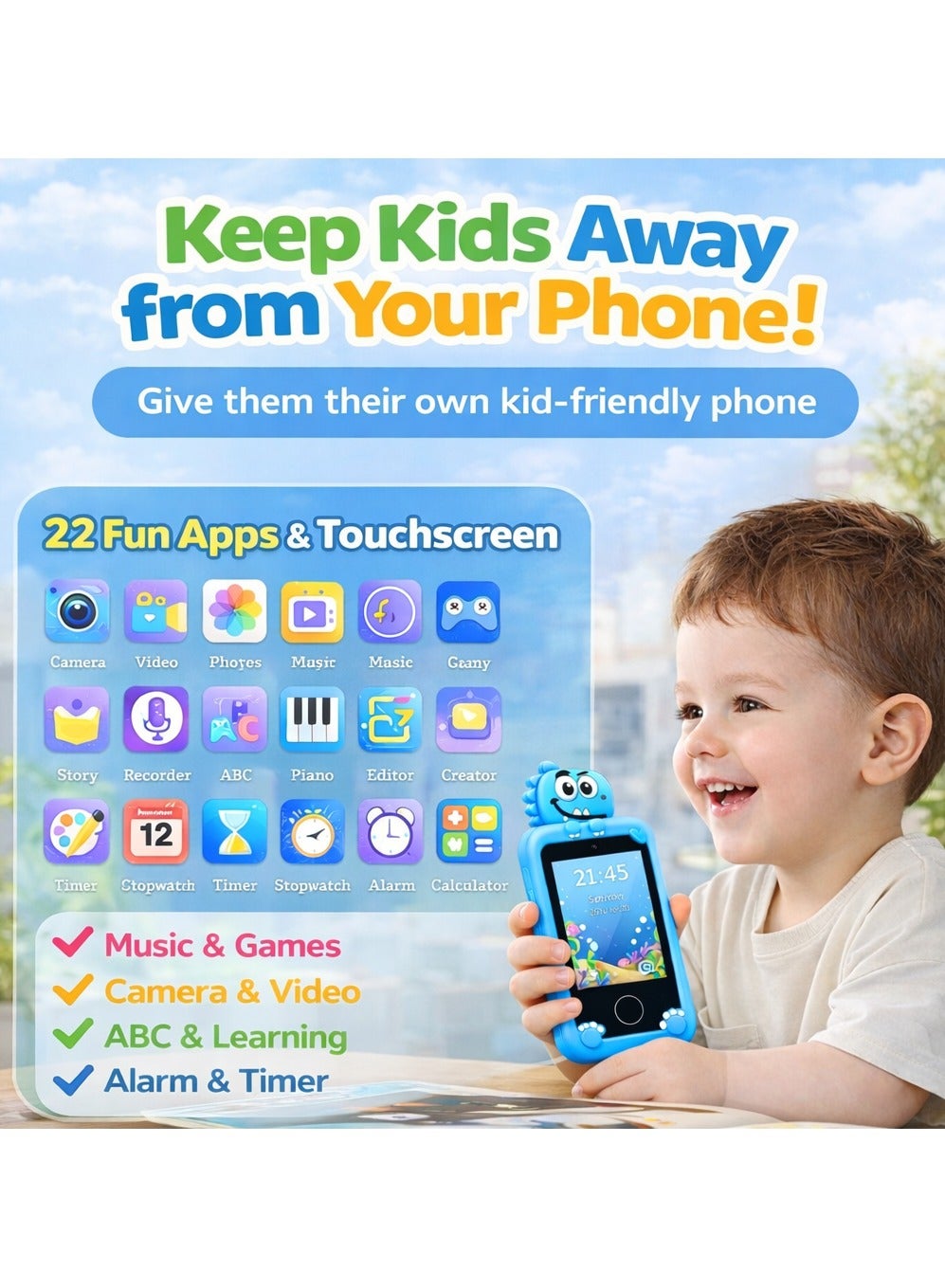 Maanys dinosaur kids smart phone activity view