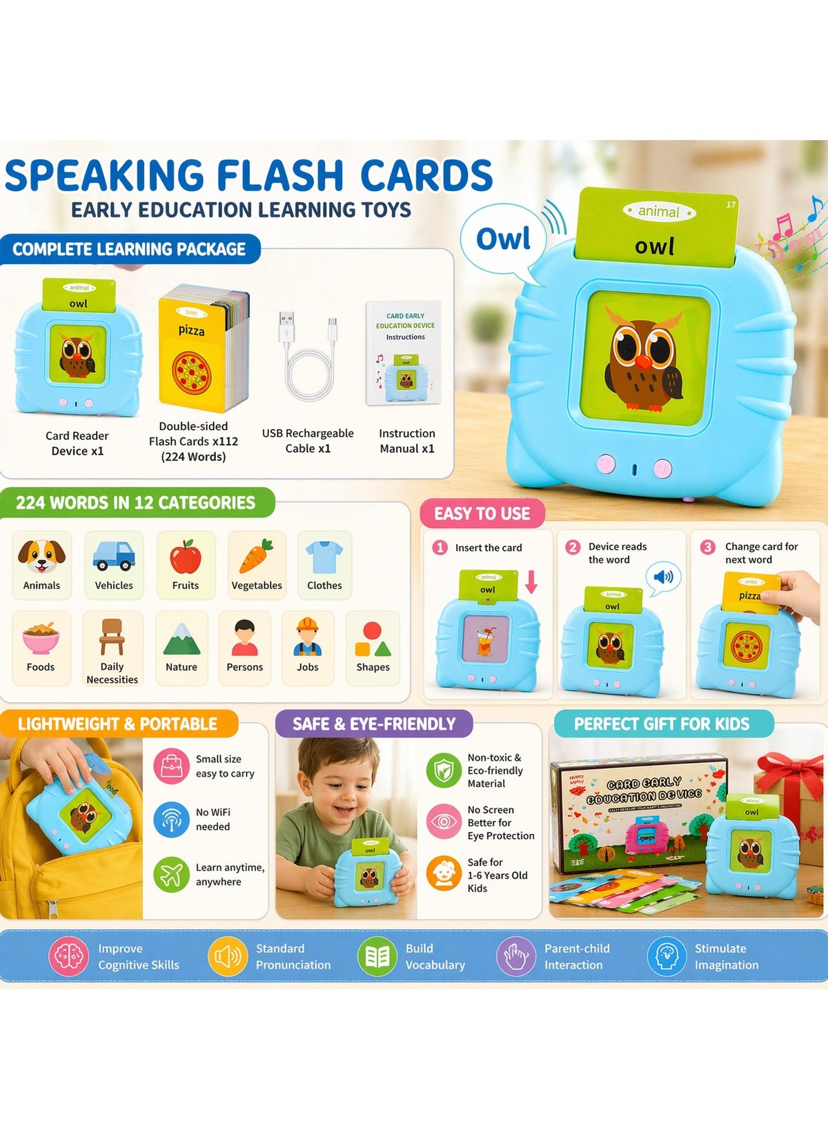 Maanys talking flash cards learning toy