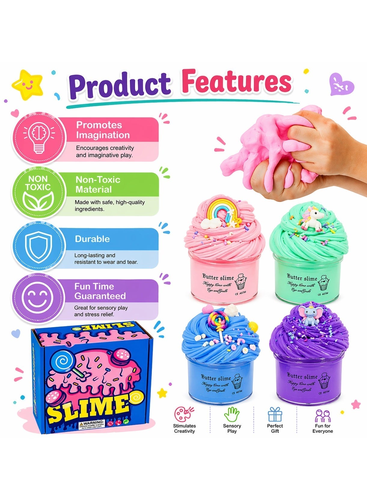 Maanys Pack of 4 Slime - Noon image 3