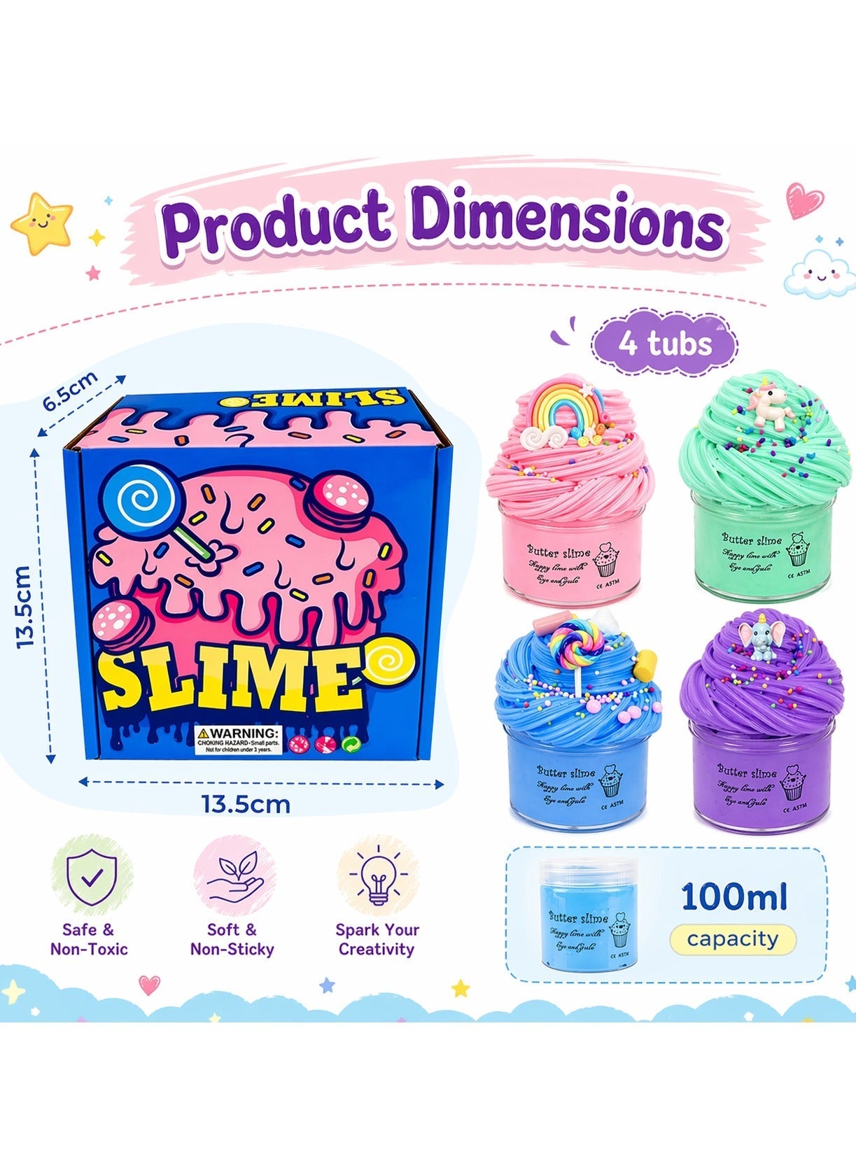 Maanys Pack of 4 Slime - Noon image 4